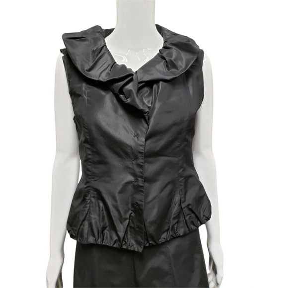 Teri Jon Rickie Freeman Black Collared Vest Top Elegant Size US 4 - Picture 2 of 6